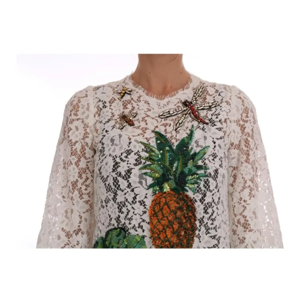 Ananas Blondepyntet Mini Bluse