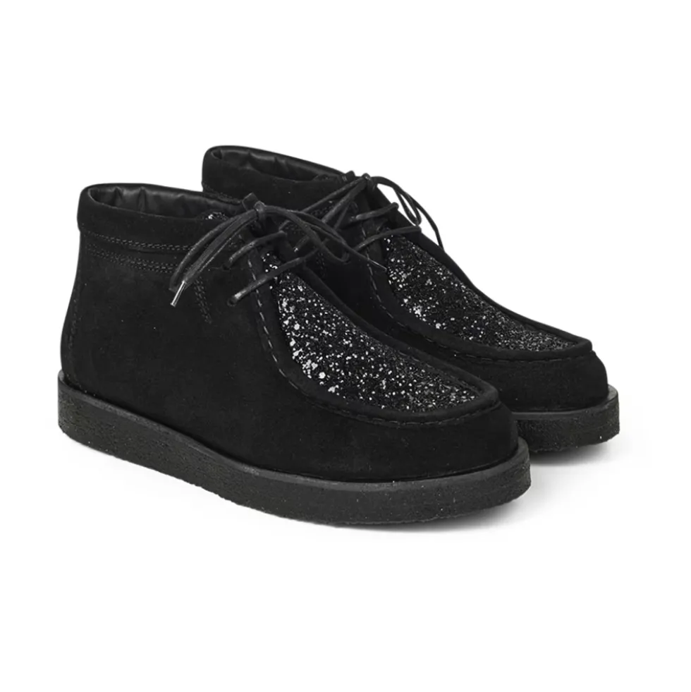 Angulus - Støvlet Med Snøre, 7426 - Black / Black Glitter
