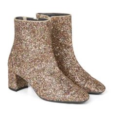 Angulus - Støvlet På Blokhæl Med Lynlås, 7780 - Multi Glitter / Sand