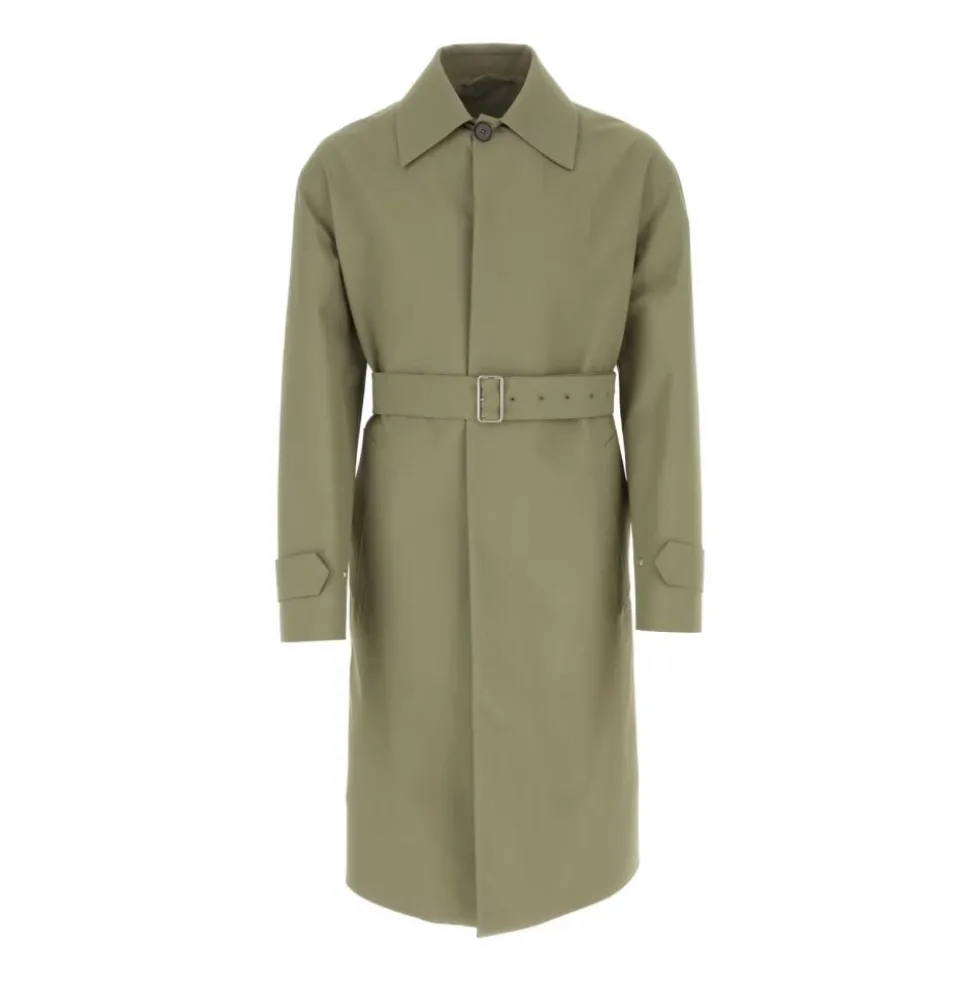 Armygrøn bomuldstrenchcoat
