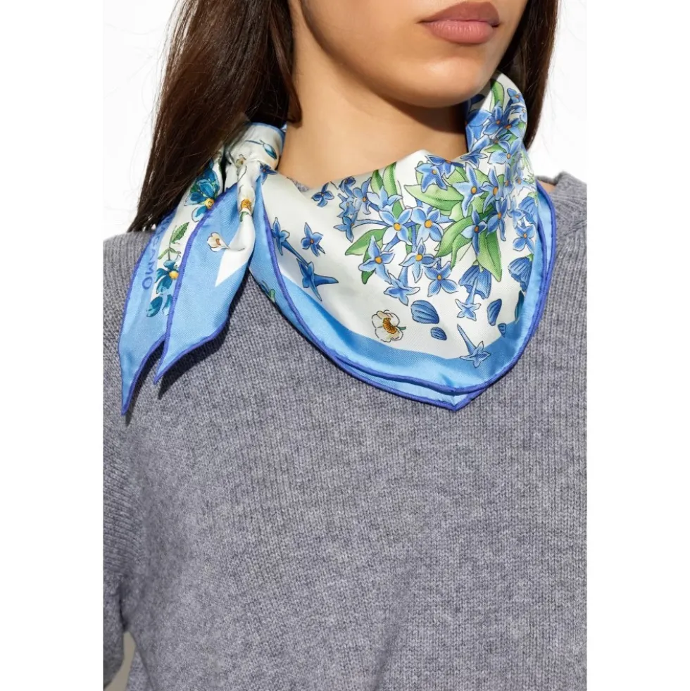 Asymmetrisk Tørklæde med Blomstermotiv