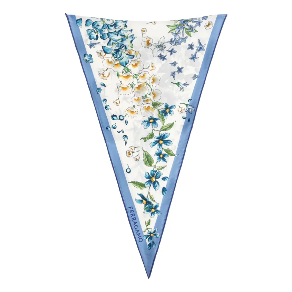 Asymmetrisk Tørklæde med Blomstermotiv