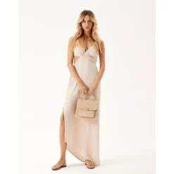 Beige læder ankelrem ballerinaer