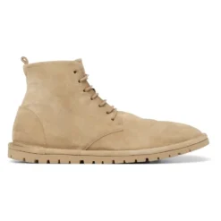 Beige Læder Snørestøvler