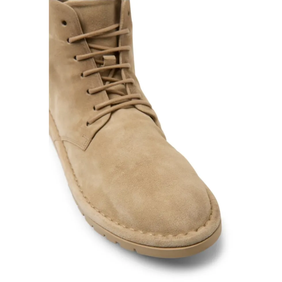 Beige Læder Snørestøvler
