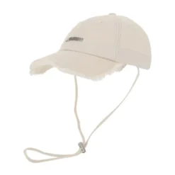 Beige Logo Bomuld Snøre Hat
