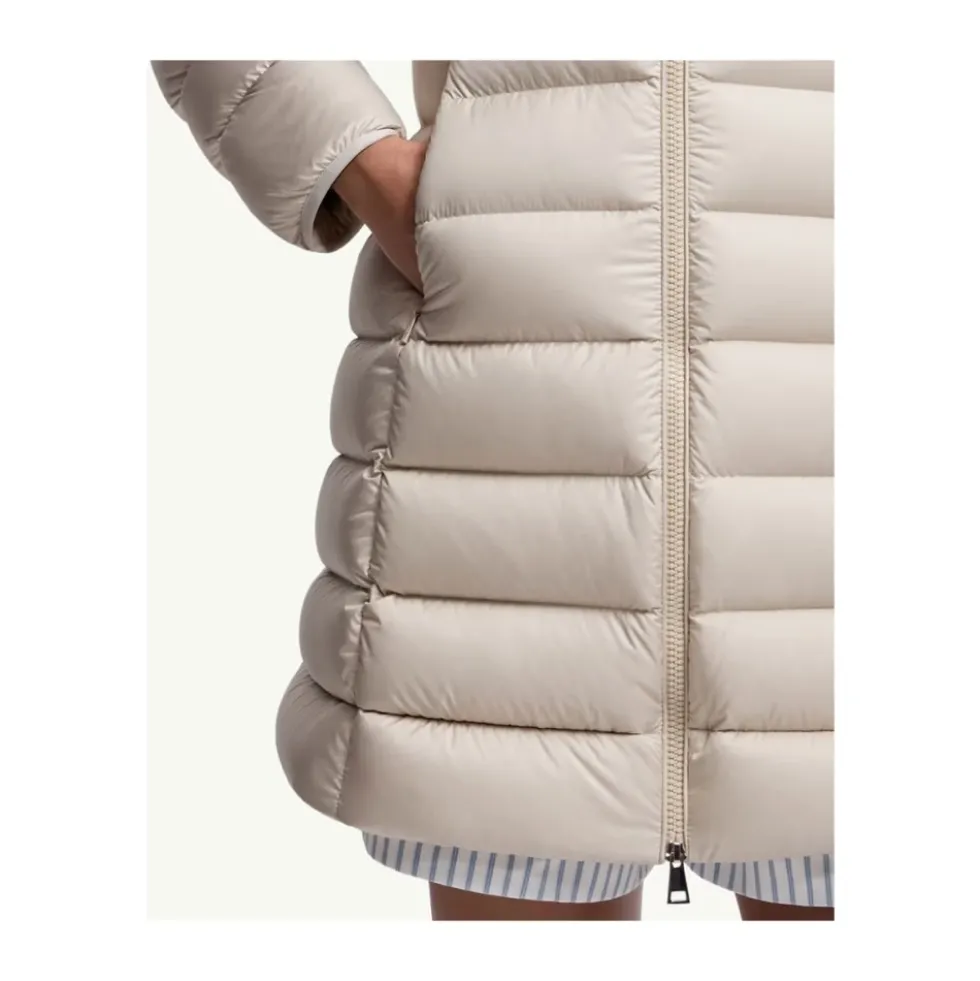 Beige Mellemlang Dunjakke