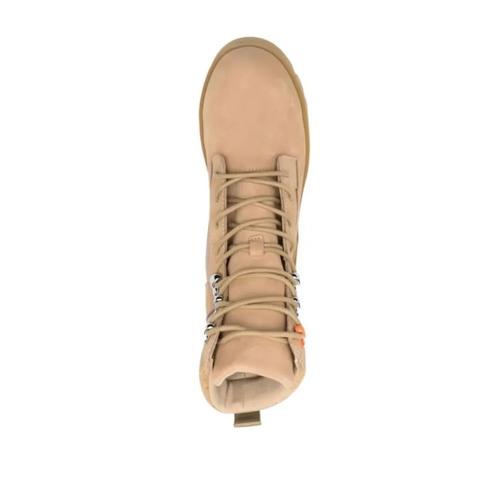 Beige Snørestøvler i Militærstil