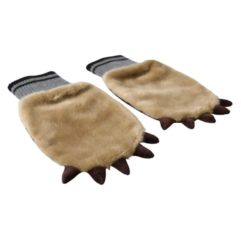 Beige Strikkede Pels Håndledshandsker