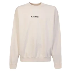 Beige Sweatshirt Minimalist Design Rund Hals