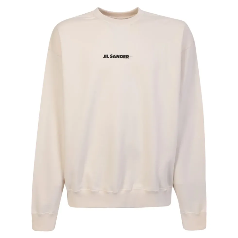 Beige Sweatshirt Minimalist Design Rund Hals