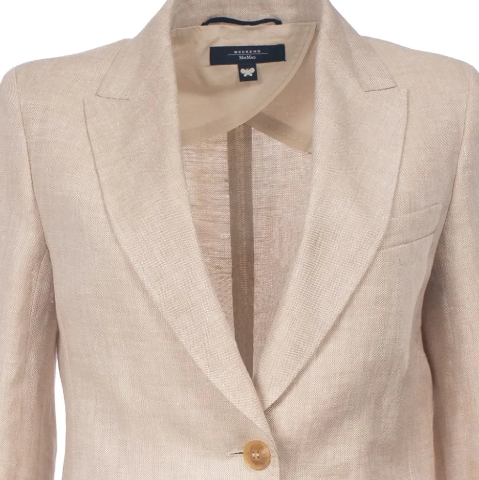 Blazer monopetto i lærred af hør