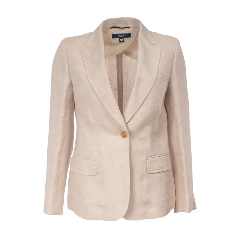 Blazer monopetto i lærred af hør