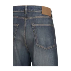 Blå Bomuld Faded Wash Jeans Knap Fly