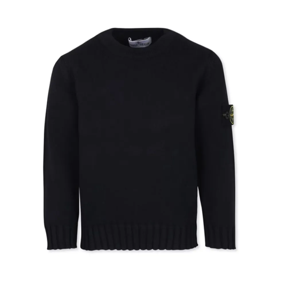Blå Bomuldssweater med Logopatch