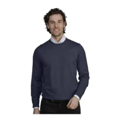 Blå Crewneck Strik med Albue Patches