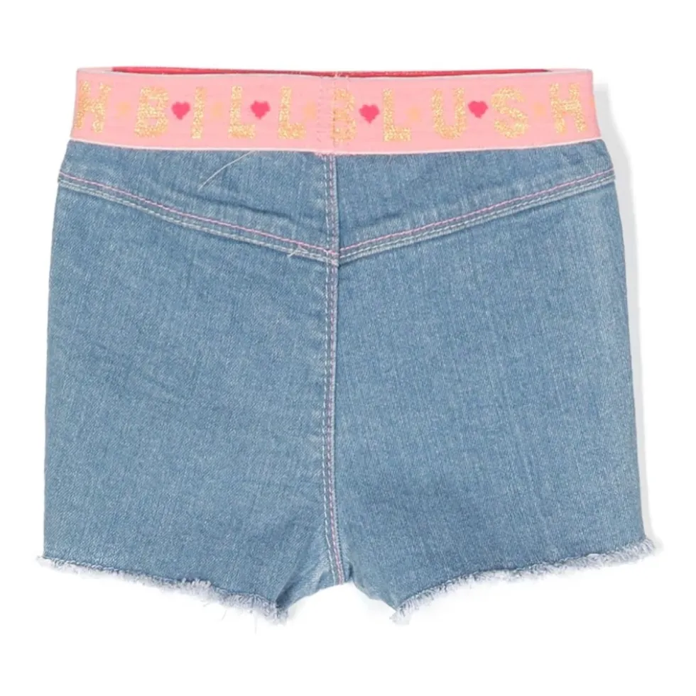Blå Denim Elastisk Talje Shorts