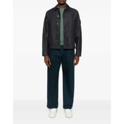 Blå Denimjakke med knaplukning