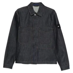 Blå Denimjakke med knaplukning