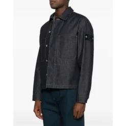 Blå Denimjakke med knaplukning