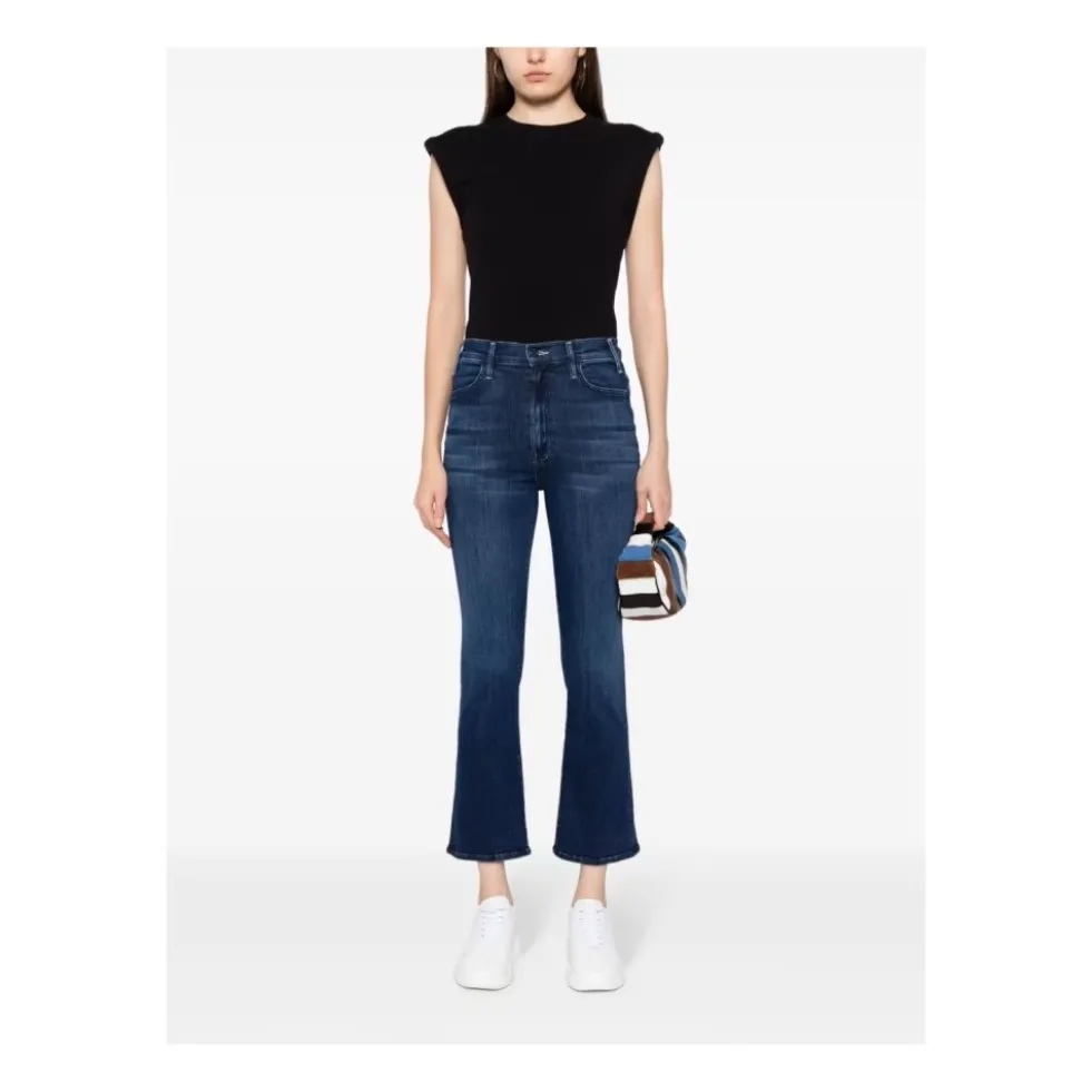 Blå Flared Crop Jeans