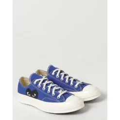 Blå Lærred Lave Sneakers