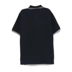 Blå Polo Shirt med Stribet Kant