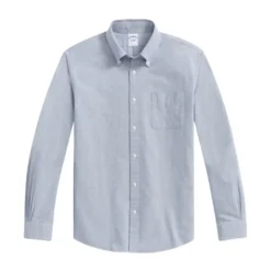 Blå Regular Fit Oxford Klud Fredag Sports Skjorte med Polo-Knappelukning