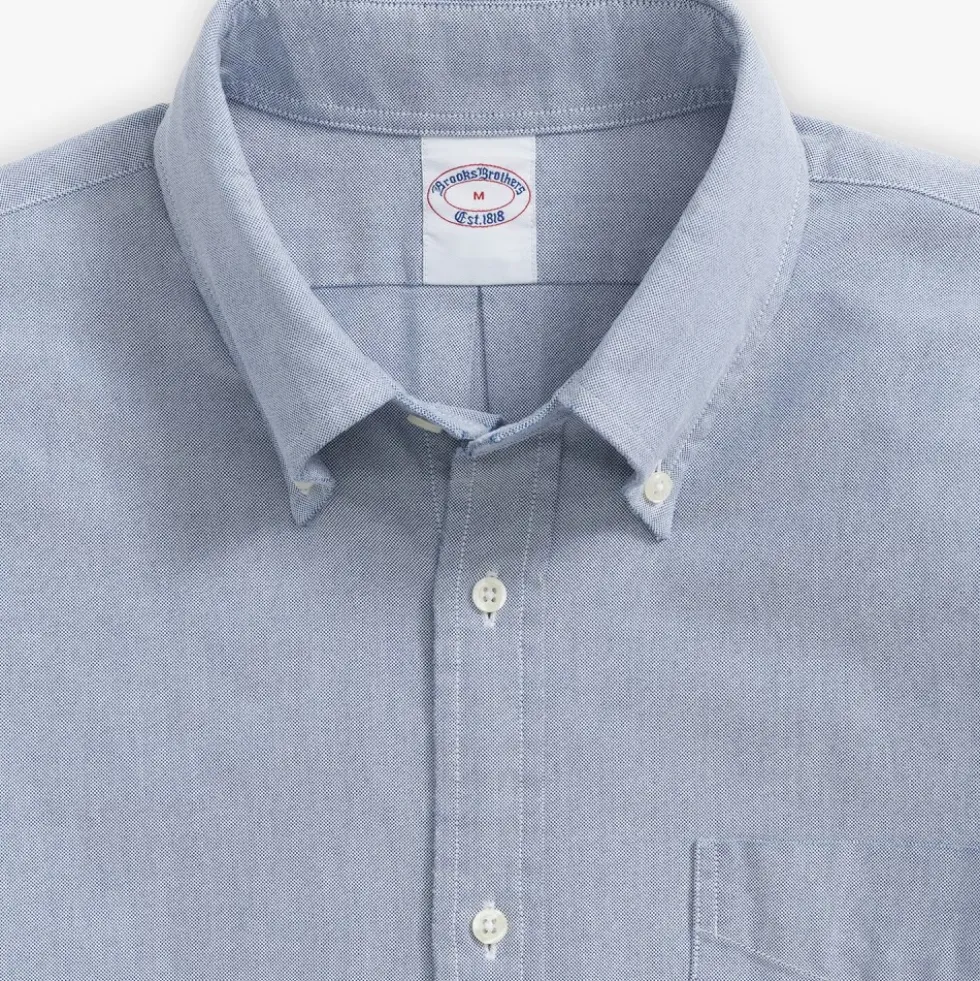 Blå Regular Fit Oxford Klud Fredag Sports Skjorte med Polo-Knappelukning