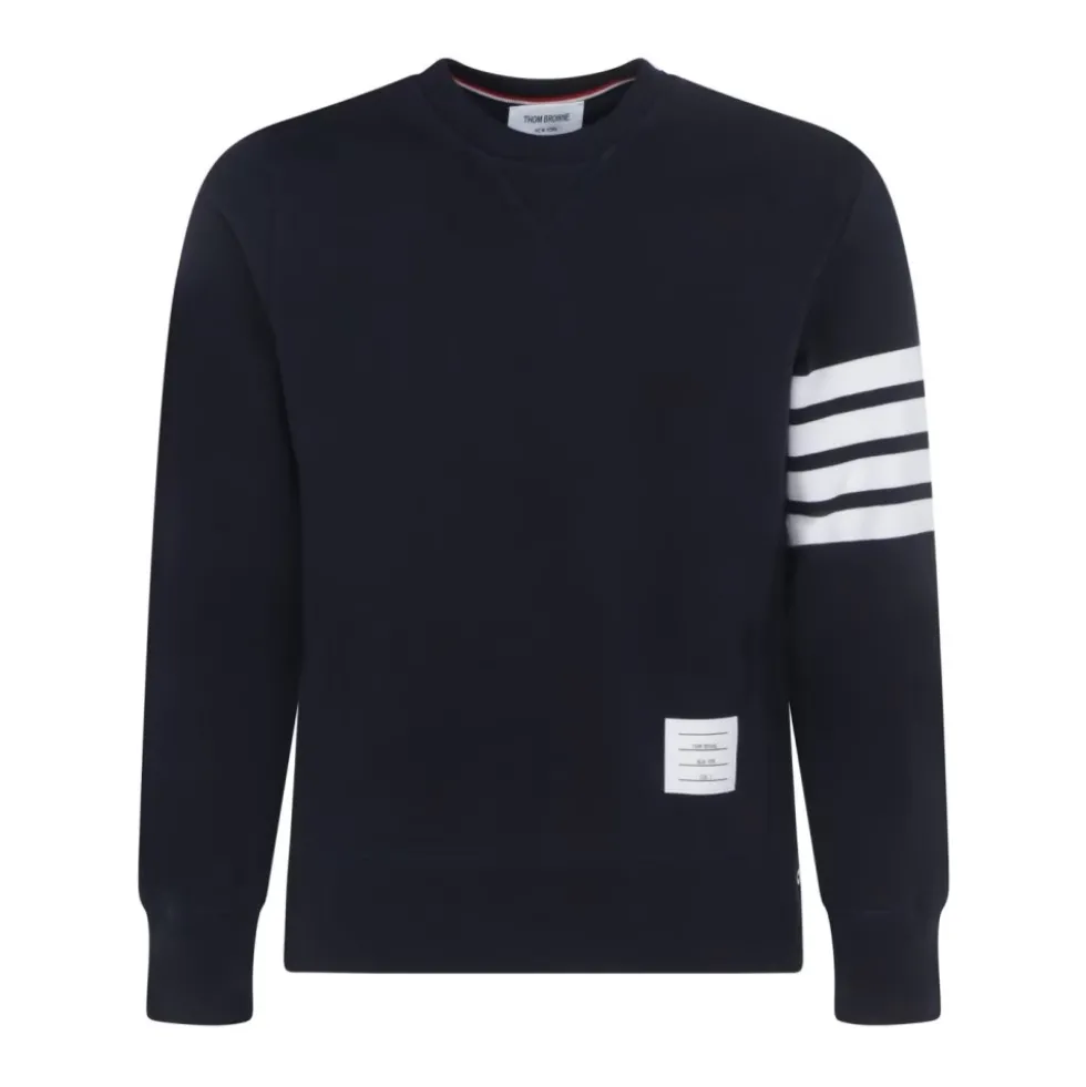 Blå Sweater med 4-Bar Stribe