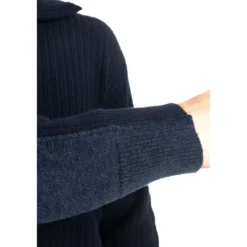 Blå Sweater med Unik Frontdetalje