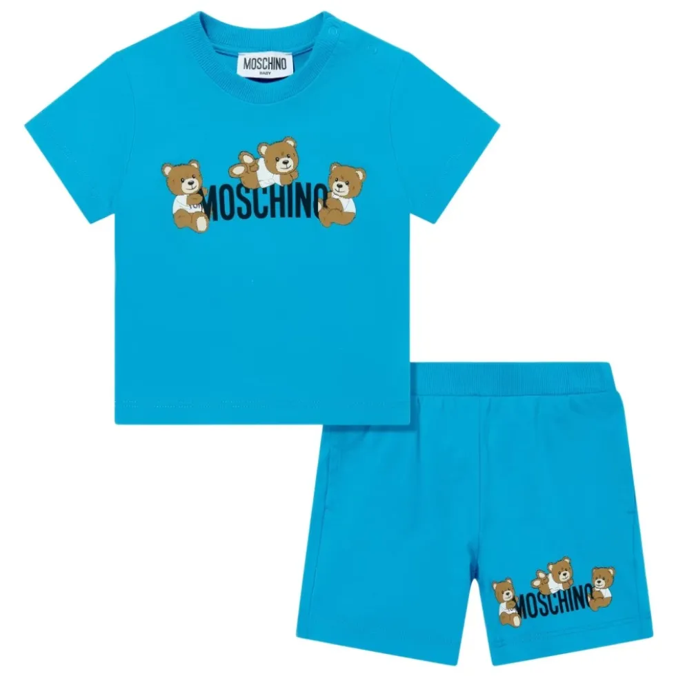 Blå Teddybjørn Logo Shortsæt