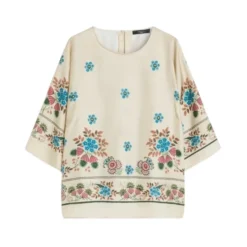 Blusa de sarga de seda estampada