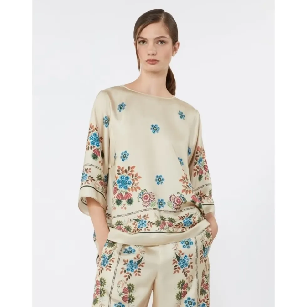 Blusa de sarga de seda estampada