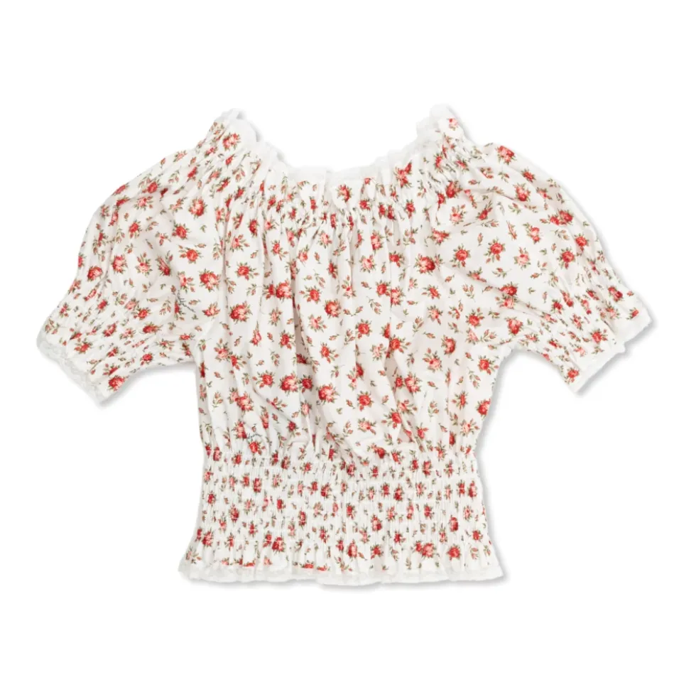 Bluse med blomstermotiv