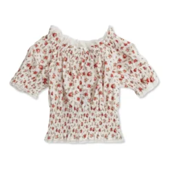 Bluse med blomstermotiv