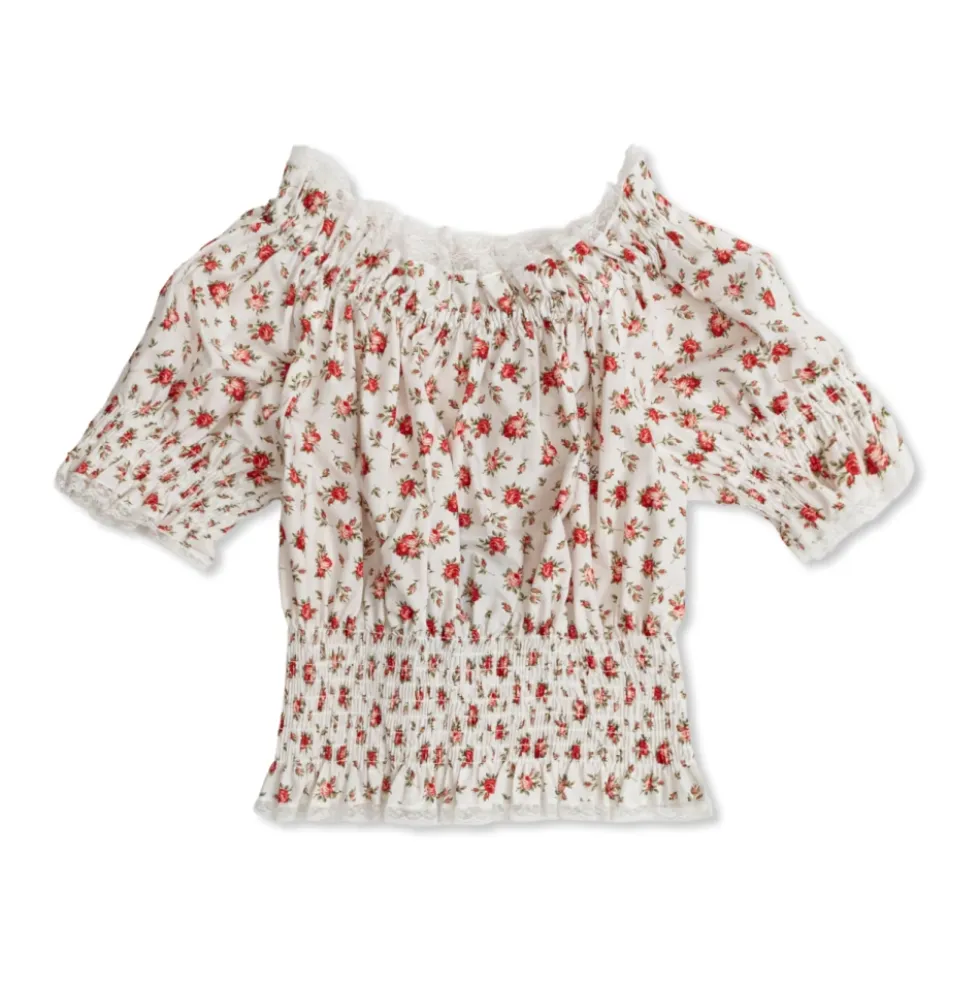Bluse med blomstermotiv