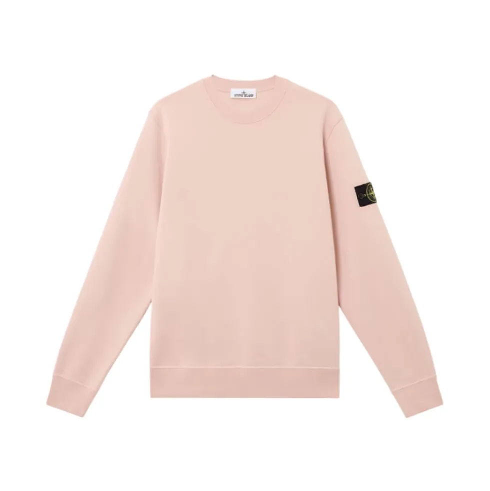 Bomuld Fleece Crewneck Sweatshirt med Lunette Detalje