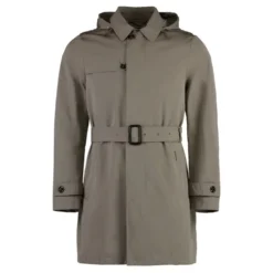 Bomuld Trenchcoat med Aftagelig Hætte