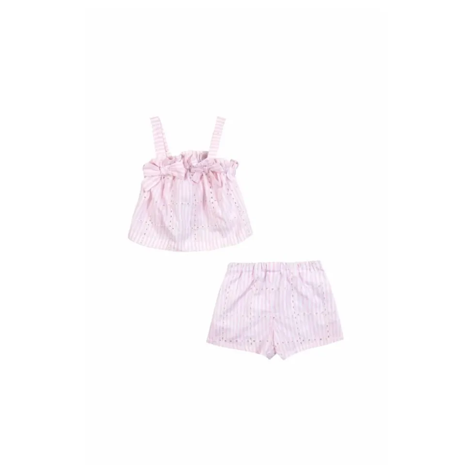Bow Stribet Shorts Sæt