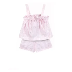 Bow Stribet Shorts Sæt