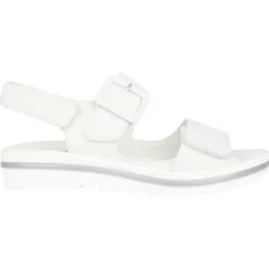 Bred pasform hvid lædersandal