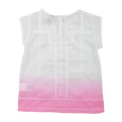 Børn Kina Bluse, Kortærmet, Hvid/Rosa