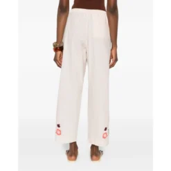 Broderede Cotton Poplin Palazzo Bukser