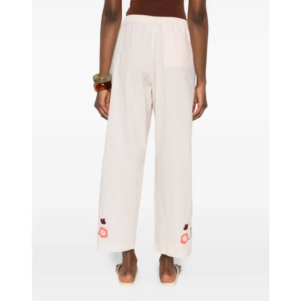 Broderede Cotton Poplin Palazzo Bukser