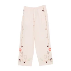 Broderede Cotton Poplin Palazzo Bukser