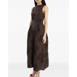 Broderet blomstret midi-kjole