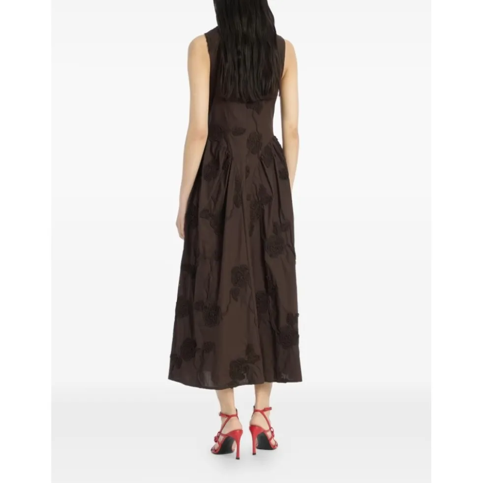 Broderet blomstret midi-kjole