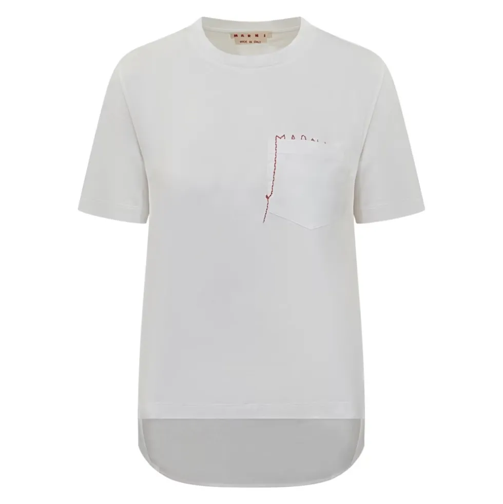 Broderet bomulds T-shirt