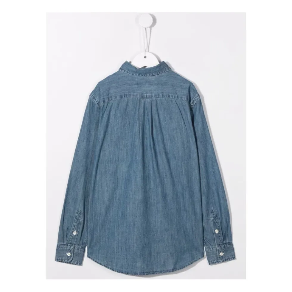 Broderet denimskjorte